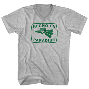 Hecho En Paradise Eagle Adult Cotton V-neck T-shirt - Grey Heather