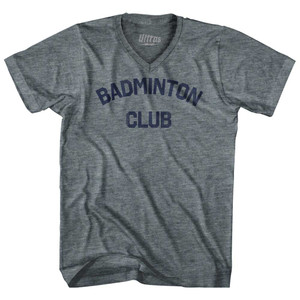 Badminton Club Tri-Blend V-neck Womens Junior Cut T-shirt Athletic Grey Badminton Club Tri-Blend V-neck Womens Junior Cut T-shirt Athletic Grey