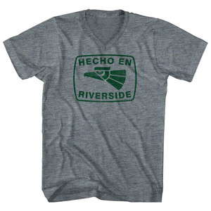 Hecho En Riverside Eagle Tri-Blend V-neck Womens Junior Cut T-shirt - Athletic Grey