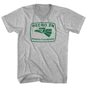 Hecho En Rancho Cucamonga Eagle Adult Cotton V-neck T-shirt - Grey Heather