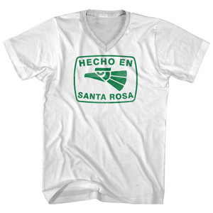 Hecho En Santa Rosa Eagle Adult Cotton V-neck T-shirt - White