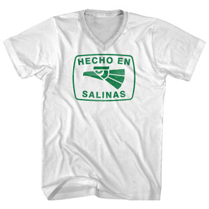 Hecho En Salinas Eagle Adult Cotton V-neck T-shirt - White