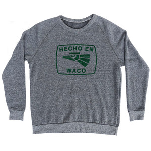 Hecho En Waco Eagle Adult Tri-Blend Sweatshirt - Athletic Grey