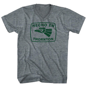 Hecho En Thornton Eagle Tri-Blend V-neck Womens Junior Cut T-shirt - Athletic Grey
