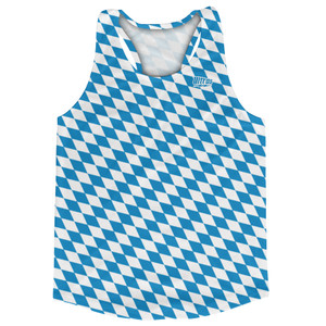Oktoberfest Bavarian Diamond Pattern Running Track Tops Made In USA - Blue and White