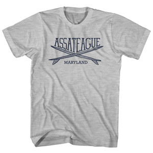 Assareague Surf Break Crossed Surf Board Surfing Destination Youth Cotton T-Shirt - Grey Heather