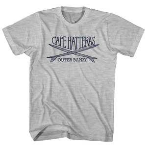 Cape Hatteras Surf Break Crossed Surf Board Surfing Destination Womens Cotton Junior Cut T-Shirt - Grey Heather