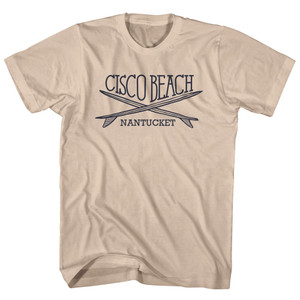 Cisco Beach Surf Break Crossed Surf Board Surfing Destination Adult Cotton T-Shirt - Creme