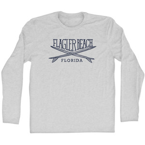 Flagler Surf Break Crossed Surf Board Surfing Destination Adult Cotton Long Sleeve T-Shirt - Grey Heather