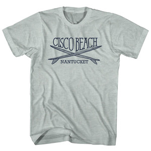 Cisco Beach Surf Break Crossed Surf Board Surfing Destination Adult Tri-Blend T-Shirt - Athletic Cool Grey