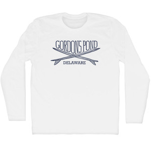 Gordons Pond Surf Break Crossed Surf Board Surfing Destination Adult Cotton Long Sleeve T-Shirt - White