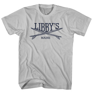 Libbys Surf Break Crossed Surf Board Surfing Destination Adult Cotton T-Shirt - Cool Grey
