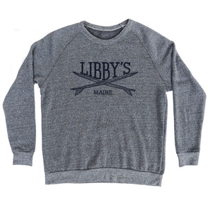 Libbys Surf Break Crossed Surf Board Surfing Destination Adult Tri-Blend Sweatshirt - Athletic Grey