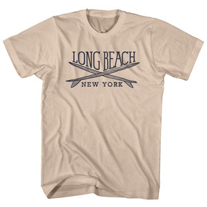 Long Beach Surf Break Crossed Surf Board Surfing Destination Adult Cotton T-Shirt - Creme