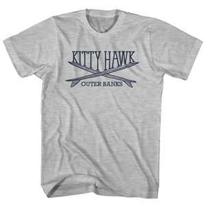 Kitty Hawk Surf Break Crossed Surf Board Surfing Destination Youth Cotton T-Shirt - Grey Heather