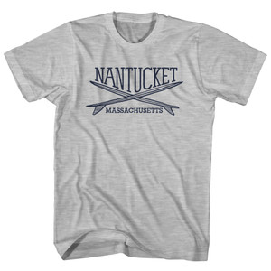 Nantucket Surf Break Crossed Surf Board Surfing Destination Youth Cotton T-Shirt - Grey Heather