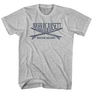 Narragansett Surf Break Crossed Surf Board Surfing Destination Youth Cotton T-Shirt - Grey Heather