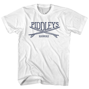 Piddleys Surf Break Crossed Surf Board Surfing Destination Womens Cotton Junior Cut T-Shirt - White