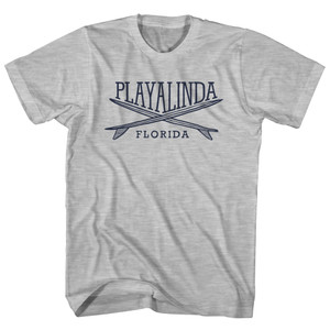 Playalinda Surf Break Crossed Surf Board Surfing Destination Adult Cotton T-Shirt - Grey Heather