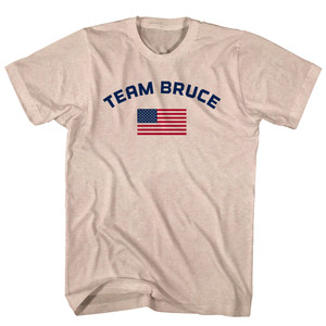 Team Bruce Over An American Flag Adult Tri-Blend T-Shirt - Sand