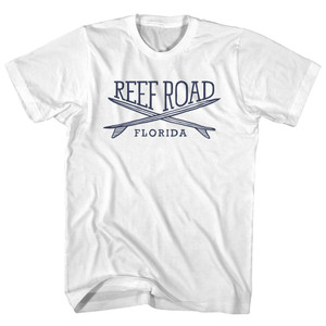 Reef Road Surf Break Crossed Surf Board Surfing Destination Youth Cotton T-Shirt - White