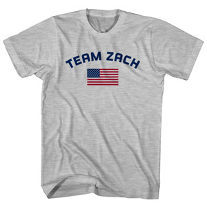 Team Zach Over An American Flag Adult Cotton T-Shirt - Grey Heather