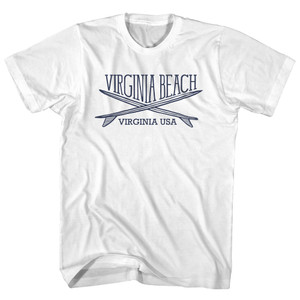 Virginia Beach Surf Break Crossed Surf Board Surfing Destination Youth Cotton T-Shirt - White