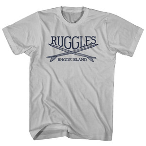Ruggles Surf Break Crossed Surf Board Surfing Destination Adult Cotton T-Shirt - Cool Grey