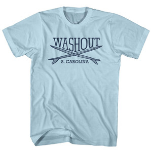 Washout Surf Break Crossed Surf Board Surfing Destination Adult Cotton T-Shirt - Light Blue
