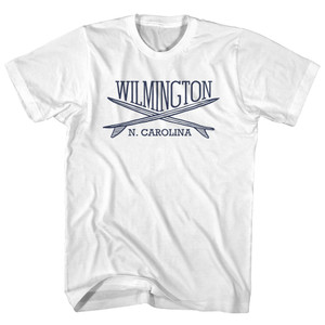 Wilmington Surf Break Crossed Surf Board Surfing Destination Youth Cotton T-Shirt - White
