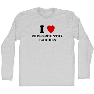 I Heart Cross Country Baddies Adult Cotton Long Sleeve T-shirt - Grey Heather