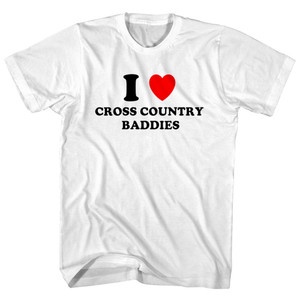I Heart Cross Country Baddies Womens Cotton Junior Cut T-Shirt - White