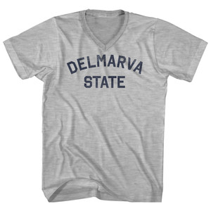 Delmarva State Adult Cotton V-neck T-shirt - Grey Heather