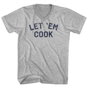 Let-Em-Cook Adult Cotton V-neck T-shirt - Grey Heather
