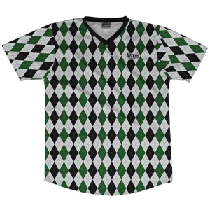 Argile Patterns Soccer Jersey Made In USA - Black Hunter Green and Medium Grey