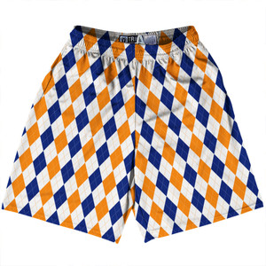 Argile Patterns Lacrosse Shorts Made In USA - Royal Blue Orange and White