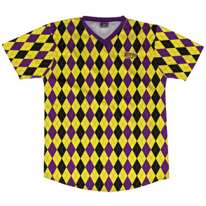Argile Patterns Soccer Jersey Made In USA - Purple Medium Black Varsity and Yellow