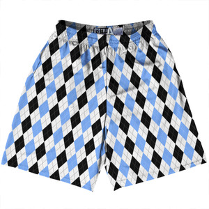 Argile Patterns Lacrosse Shorts Made In USA - Carolina Blue Black and White