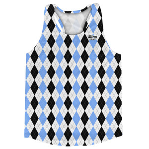 Argile Patterns Running Shirt Track Cross Made In USA - Carolina Blue Black and White