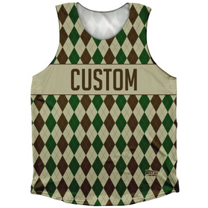 Argile Patterns Custom Finish Line Athletic Tank Top - Dark Brown Hunter Green and Light Brown