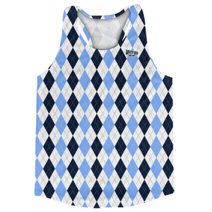Argile Patterns Running Shirt Track Cross Made In USA - Carolina Blue Navy Blue and White