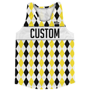 Argile Patterns Custom Finish Line Running Shirt Track Cross Made In USA - Black Varsity Yellow and White