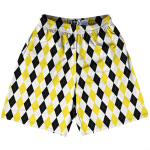 Argile Patterns Lacrosse Shorts Made In USA - Black Varsity Yellow and White