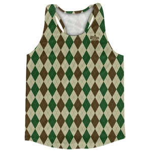 Argile Patterns Running Shirt Track Cross Made In USA - Dark Brown Hunter Green and Light Brown