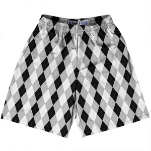 Argile Patterns Lacrosse Shorts Made In USA - Black White and Silver