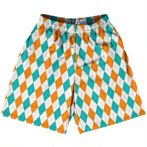 Argile Patterns Lacrosse Shorts Made In USA - Tiffany Blue Orange Tennessee and White