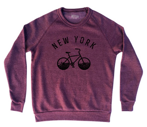 Adult Medium - New York Bike Adult Tri-Blend Sweatshirt - Cardinal - Final sale R1