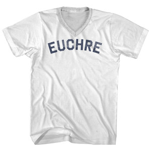 Euchre Adult Cotton V-neck T-shirt - White