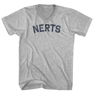 Nerts Adult Cotton V-neck T-shirt - Grey Heather