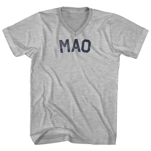 Mao Adult Cotton V-neck T-shirt - Grey Heather